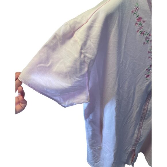 Of the Moment Light Pink Flower Embroidered Full Zip Robe Sz 1X - Picture 5 of 8